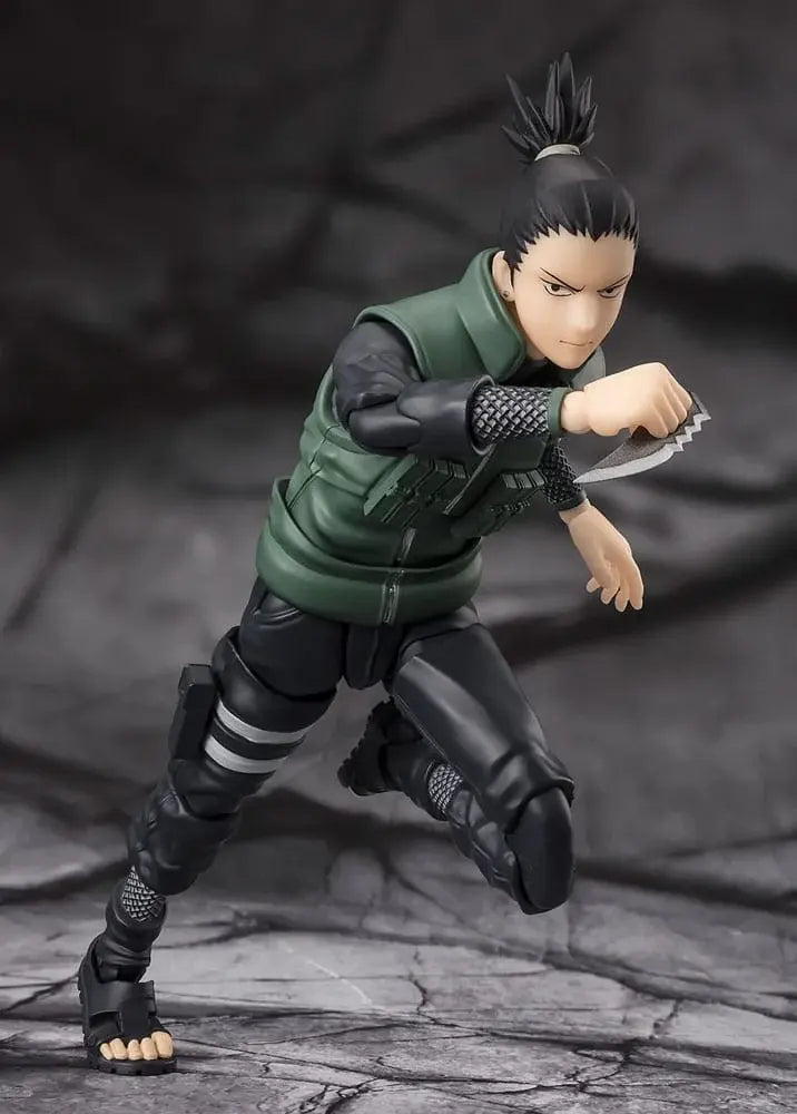 Figurine Shikamaru Nara Brilliant Strategist S.H.Figuarts Bandai - vue profil veste tactique Naruto Shippuden