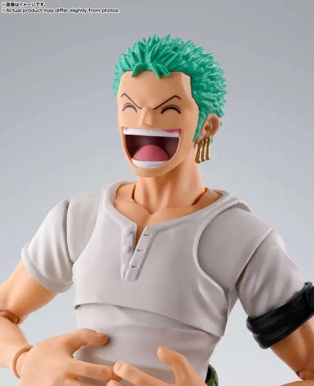 Figurine Roronoa Zoro Romance Dawn S.H.Figuarts Bandai - gros plan visage One Piece