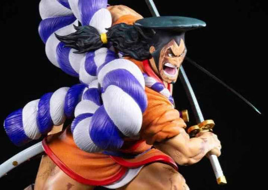 Figurine Tsume Oden Kozuki Ikigai Ultimate vue détaillée socle oiseau Kozuki ONE PIECE 1/6