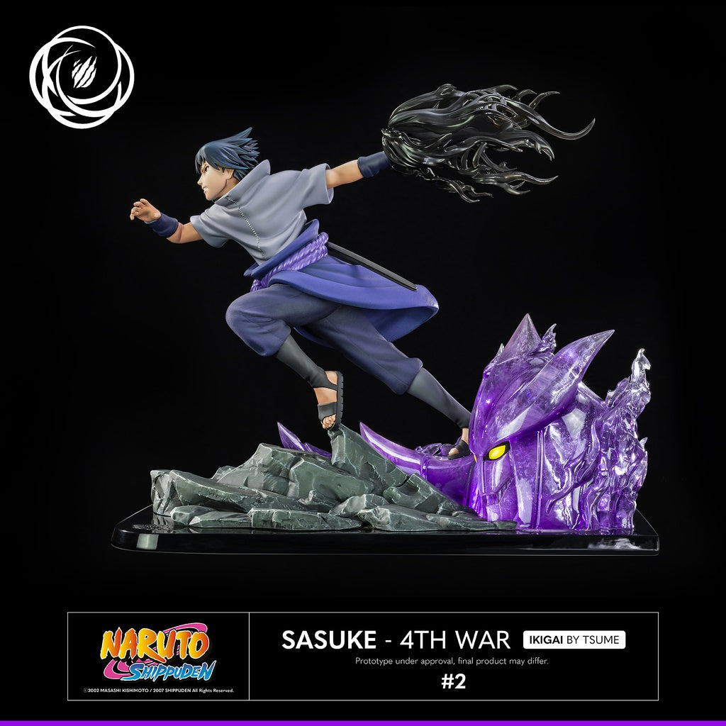 Statue Sasuke Uchiwa pose dynamique résine haute qualité