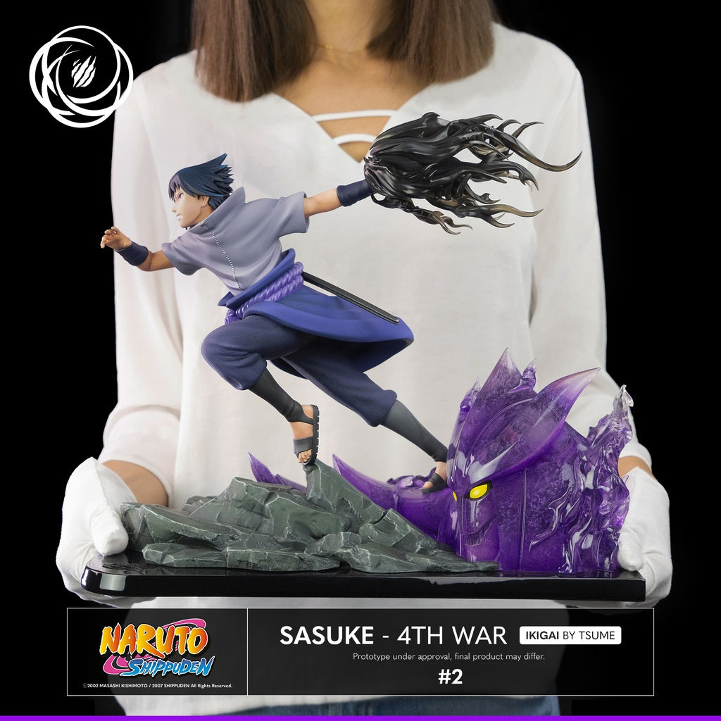 Statue Sasuke Uchiwa Ikigai socle magnétique Tsume vue profil