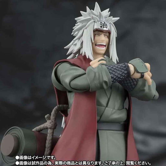 Figurine Jiraiya Sage Mode Hidden Leaf Heroic S.H.Figuarts Bandai - gros plan visage marques ermite Naruto Shippuden