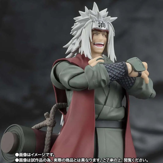 Figurine Jiraiya Sage Mode Hidden Leaf Heroic S.H.Figuarts Bandai - gros plan visage marques ermite Naruto Shippuden