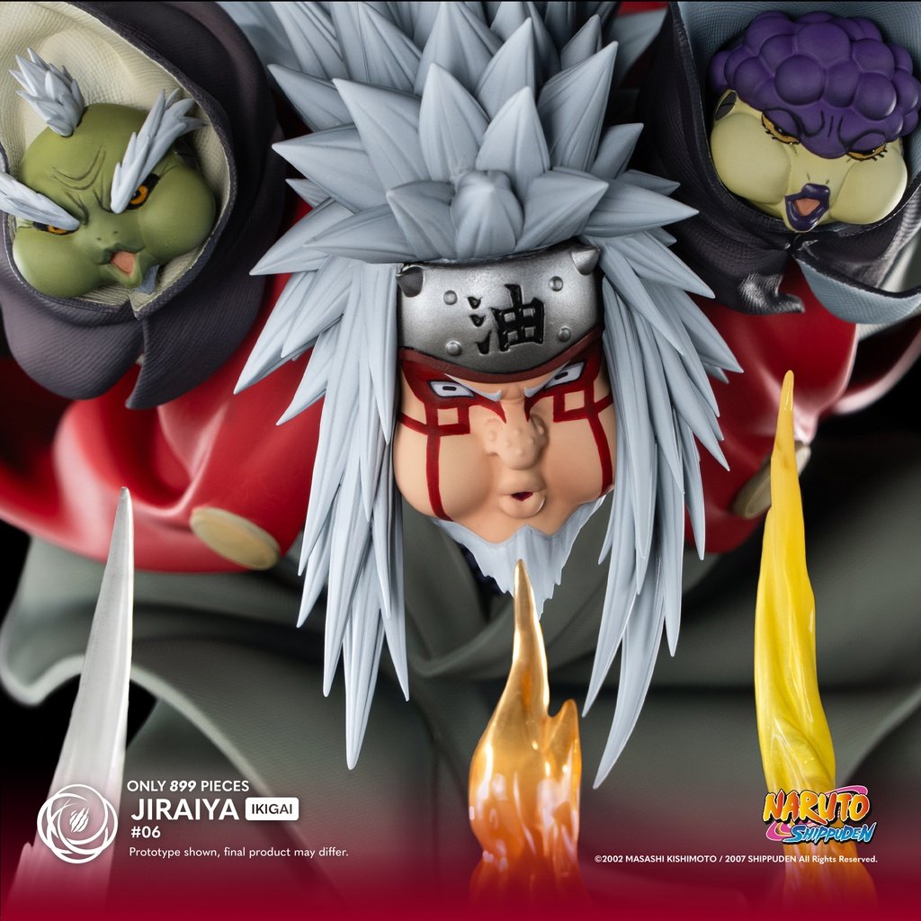 Gros plan sur le visage de Jiraiya en Sage Mode avec les marques caractéristiques