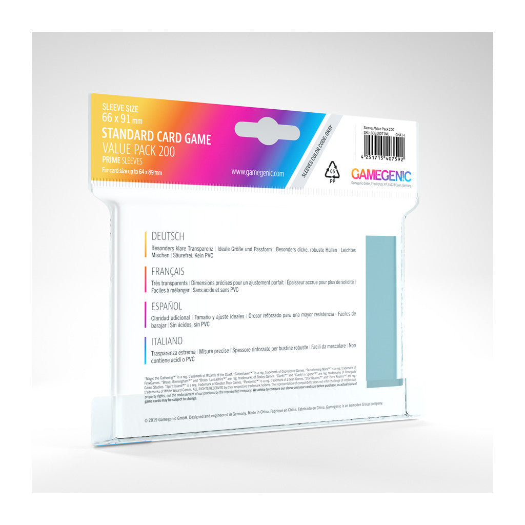 Sachet de 200 protèges-cartes Prime Sleeves transparents 66x91mm pour cartes standard - Vue arrière