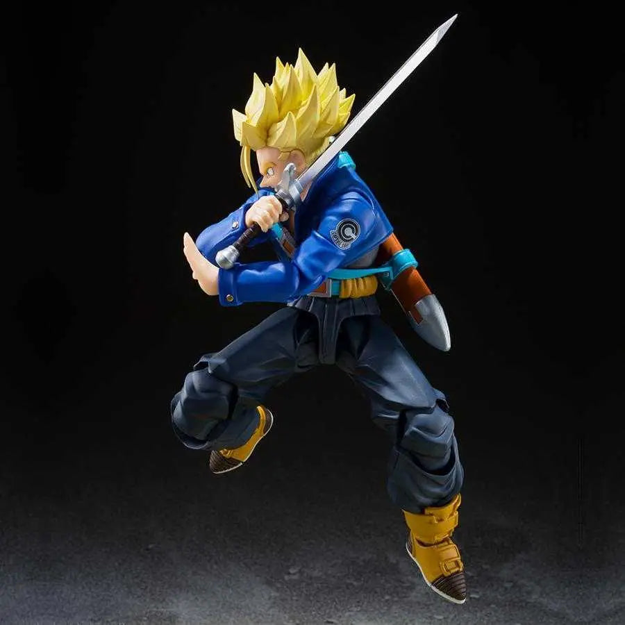 Figurine Trunks Super Saiyan S.H.Figuarts - pose héroïque avec épée dégainée