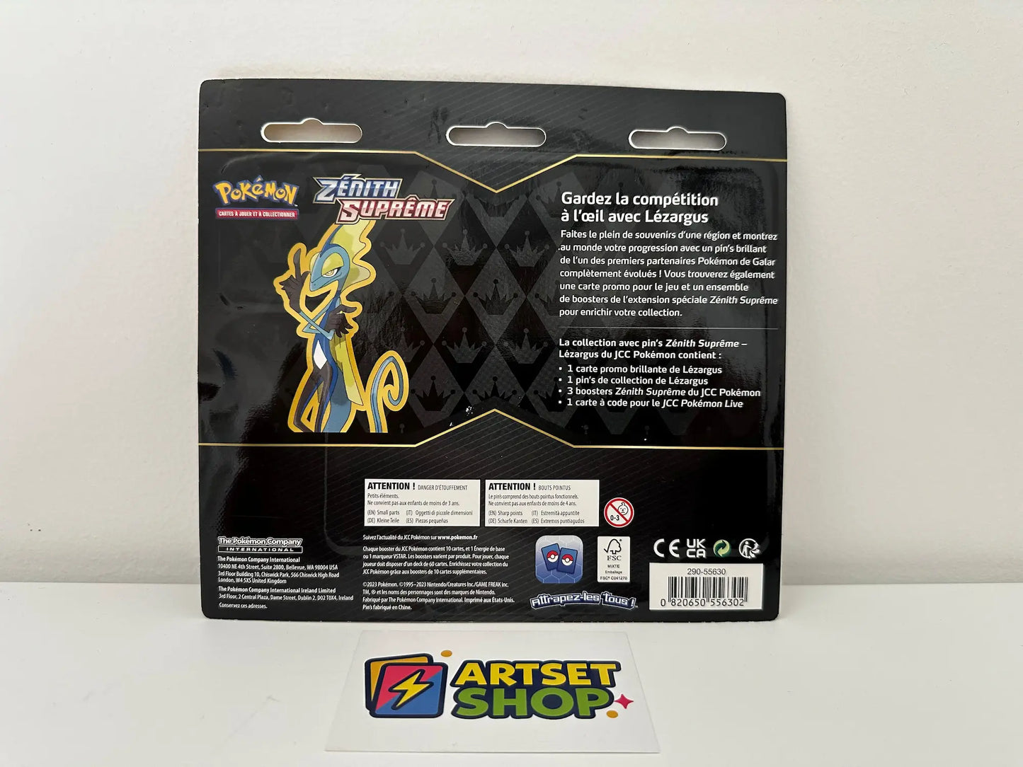 Dos du Tripack Pokémon Lézargus EB12.5 Zénith Suprême série Épée et Bouclier