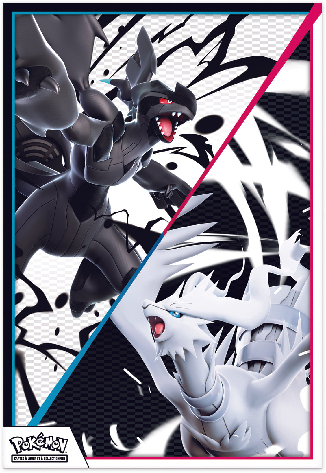 Poster Pokémon Foudre Noire et Flamme Blanche - Dragons légendaires Reshiram et Zekrom