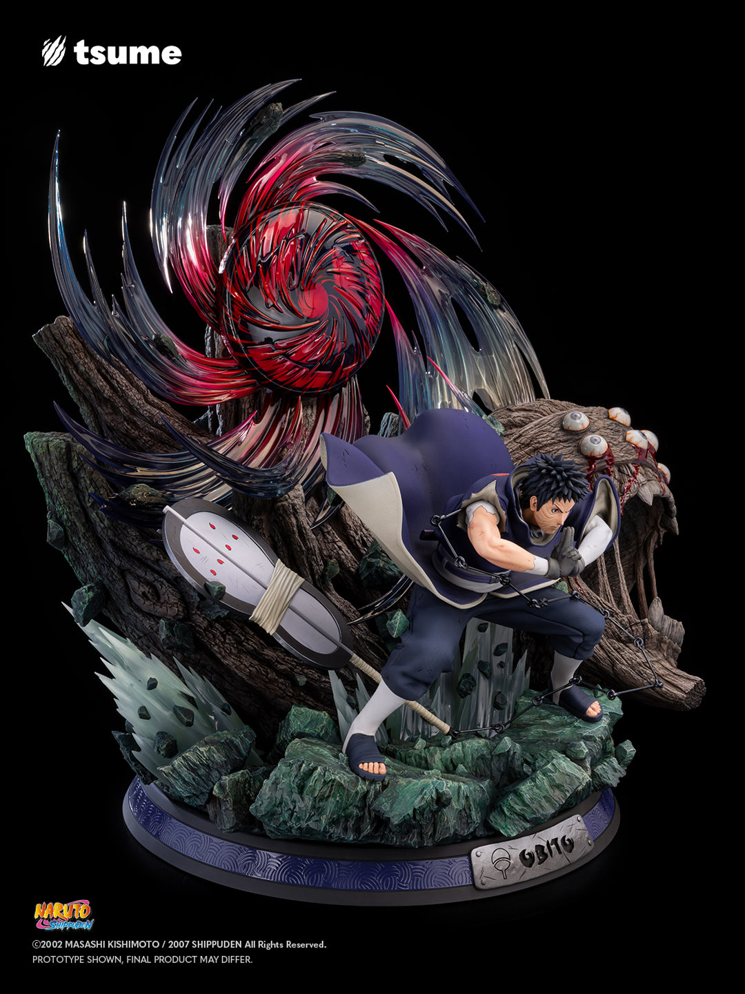 Statue Tsume Obito Uchiha Ultra HQS vue de profil cape détaillée résine 1/6 collector