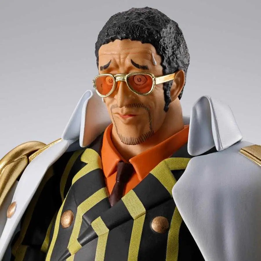 Figurine Borsalino Kizaru Future Island Egghead S.H.Figuarts Bandai - gros plan visage One Piece