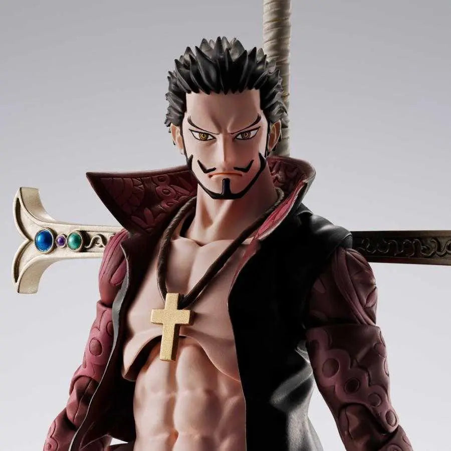 Figurine Mihawk One Piece SH Figuarts détails visages interchangeables Bandai