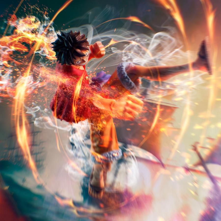 Figurine One Piece Luffy pose combat dynamique Onigashima