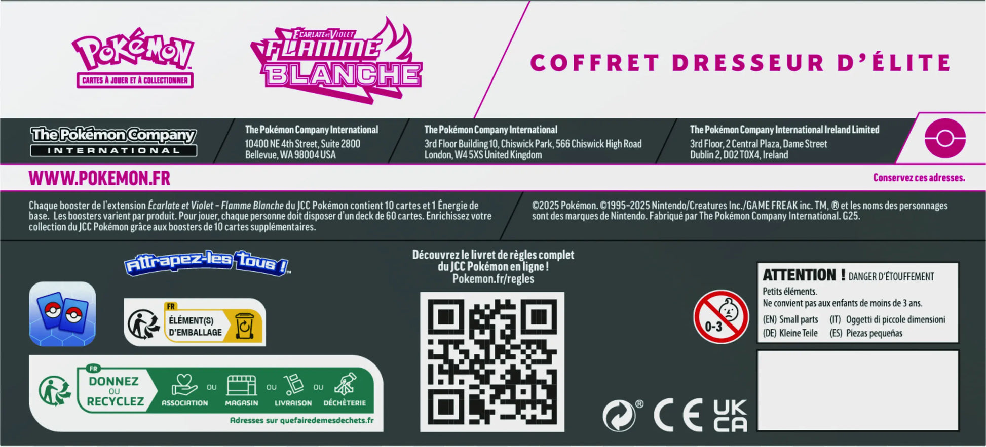 EV 10.5 : Coffret Dresseur d'Élite - ETB- Écarlate et Violet - Flamme Blanche - FRANCAIS