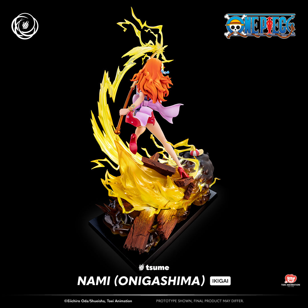Figurine Tsume Nami Onigashima Ikigai vue arrière Zeus effets translucides résine 1/6
