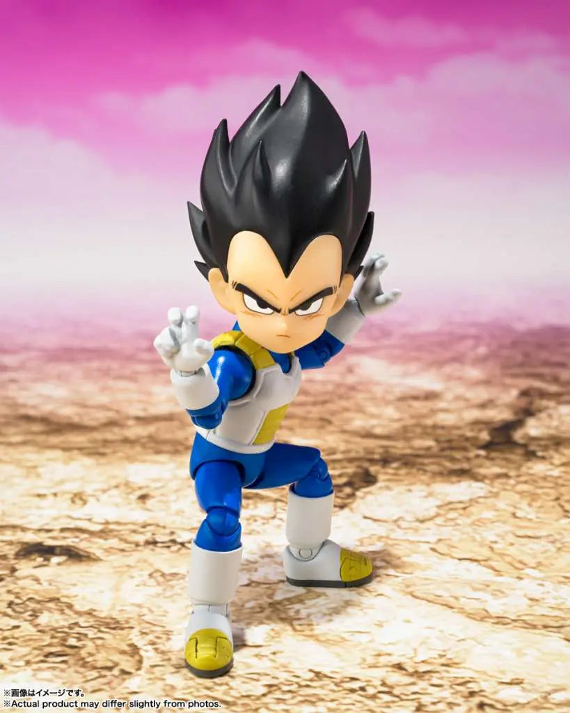 Figurine Mini Vegeta Daima S.H.Figuarts Bandai - vue profil armure Saiyan Dragon Ball