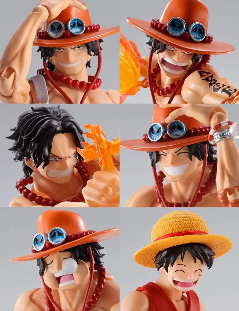 Figurine Portgas D. Ace Fire Fist S.H.Figuarts Bandai - gros plan visage chapeau orange One Piece