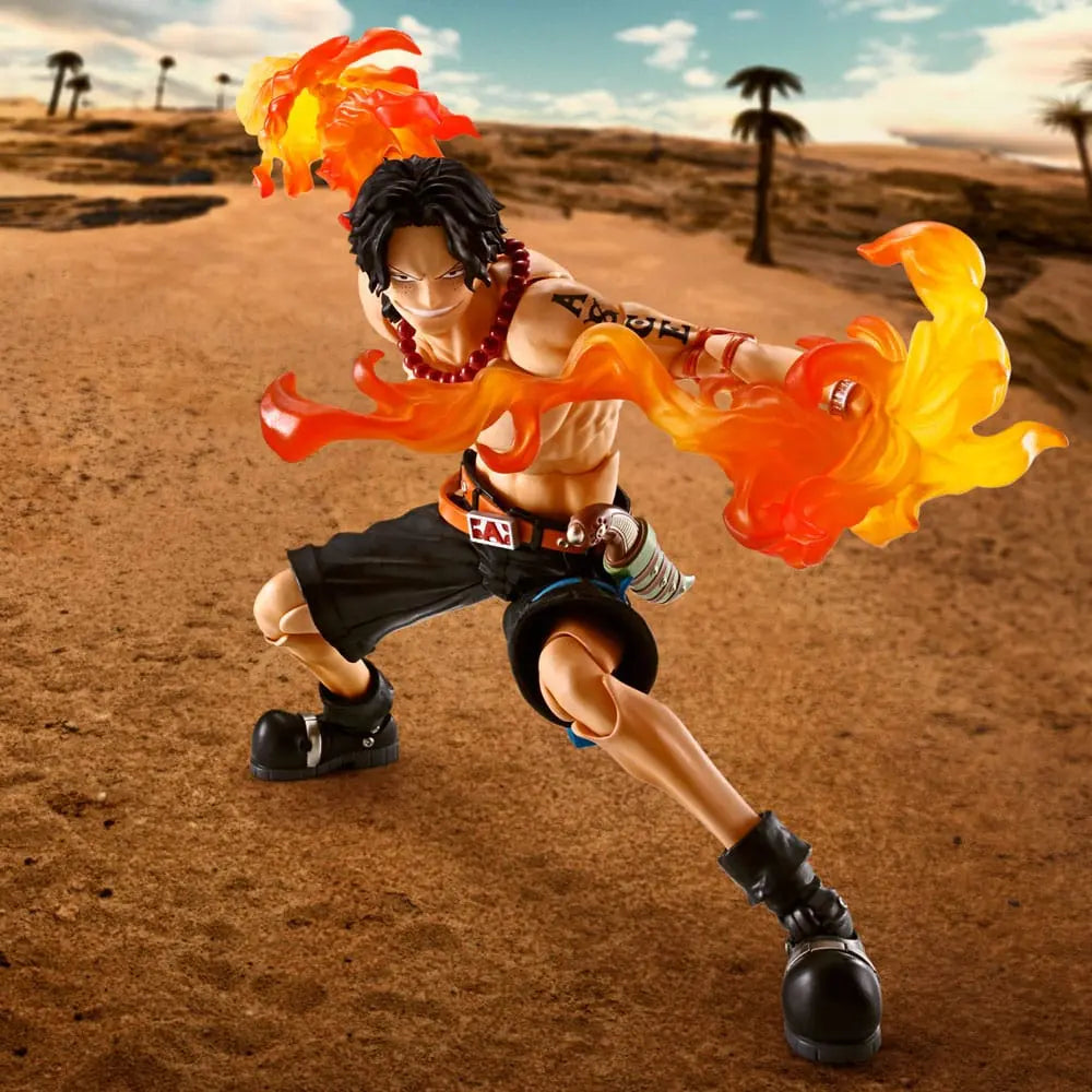 Figurine Portgas D. Ace Fire Fist S.H.Figuarts Bandai - vue profil tatouage ASCE One Piece