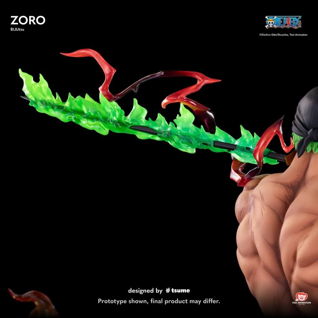 Statue Tsume Roronoa Zoro Bijutsu gros plan sabres poignées détails armes ONE PIECE résine 1/4