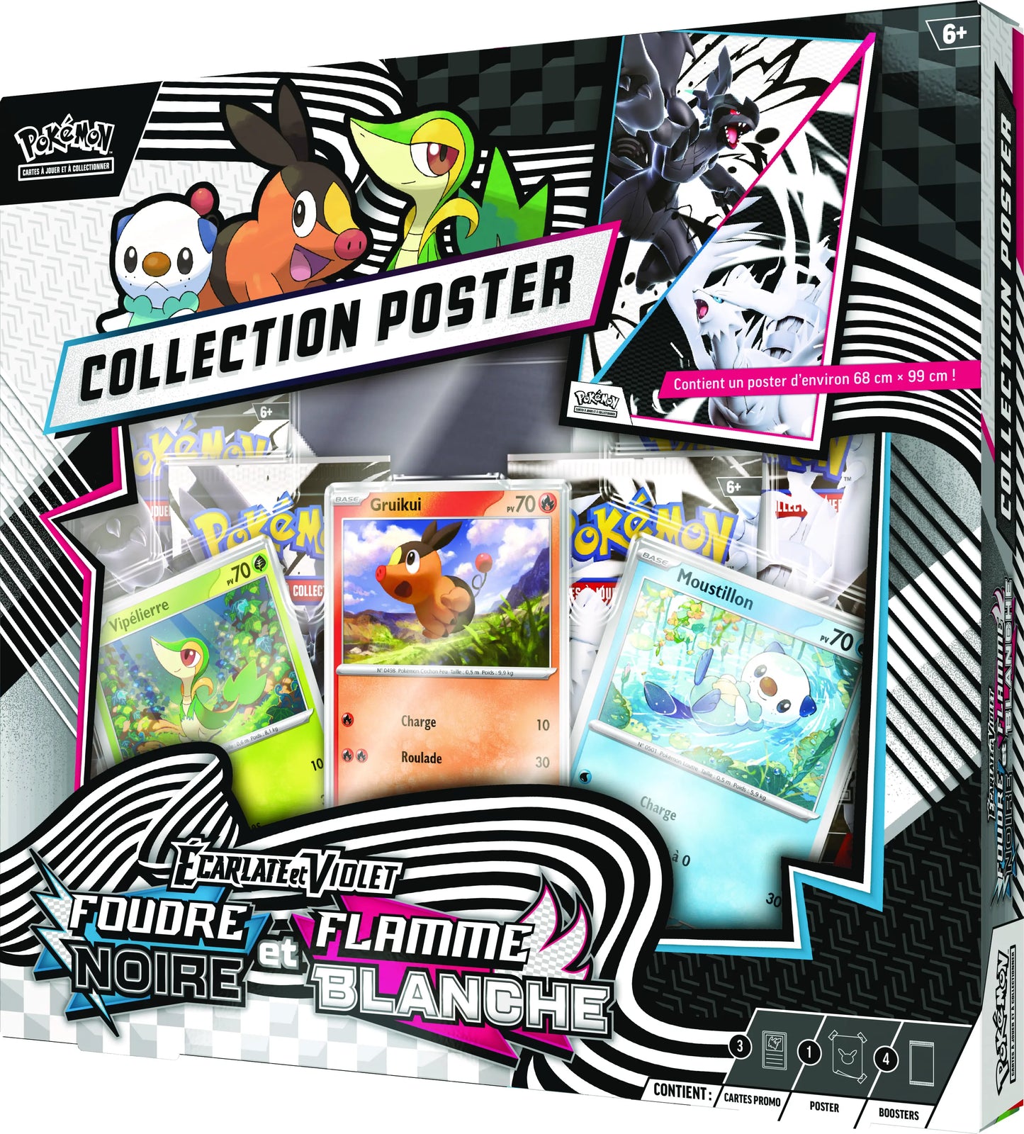 Collection poster Pokémon Foudre Noire vue de droite avec boosters et cartes promo