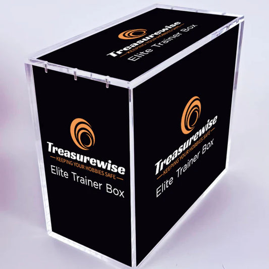 Protection acrylique TreasureWise pour ETB Pokemon - Emballage premium avec filtrage UV 99%