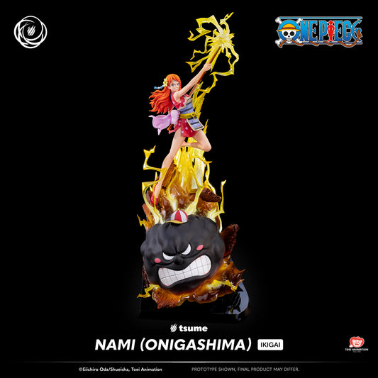 Statue Tsume Nami Onigashima Ikigai vue principale effets électriques Zeus résine premium 1/6 ONE PIECE