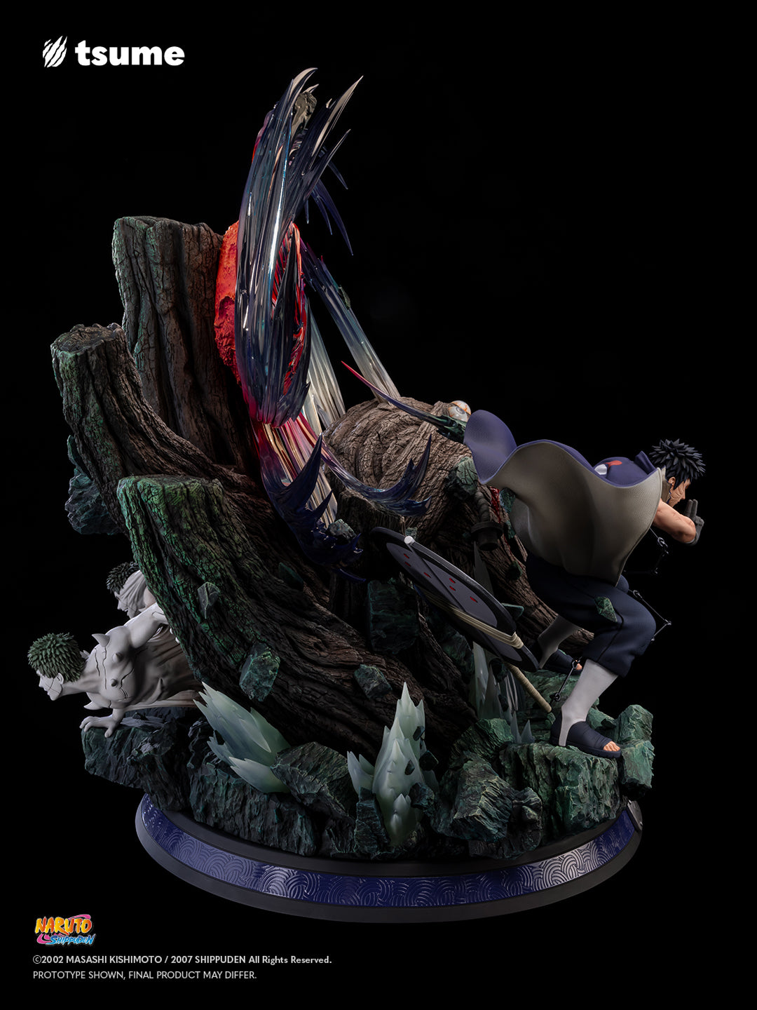 Statue Tsume Obito Uchiha Ultra HQS vue arrière textures bois armure résine 1/6 collector