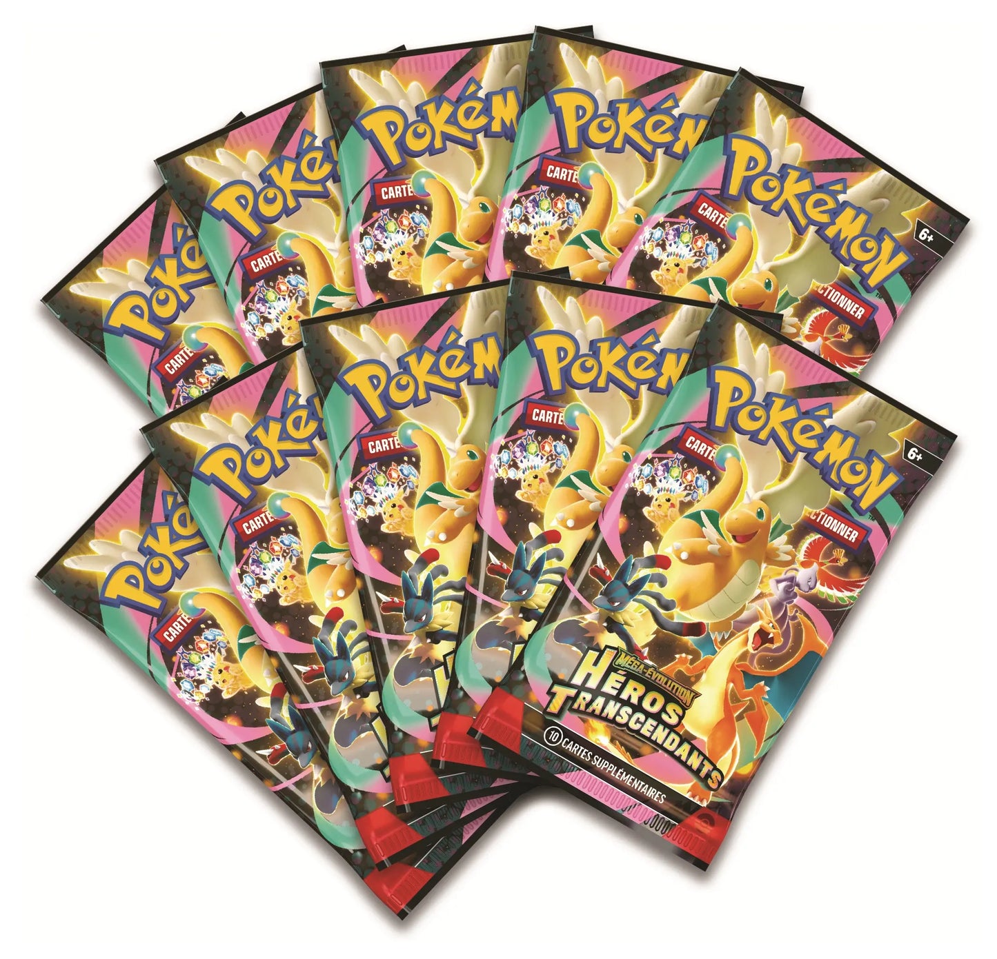 10 boosters Pokemon Méga-Évolution Héros Transcendants ME2.5 – Collection Poster Premium Méga-Lucario FR