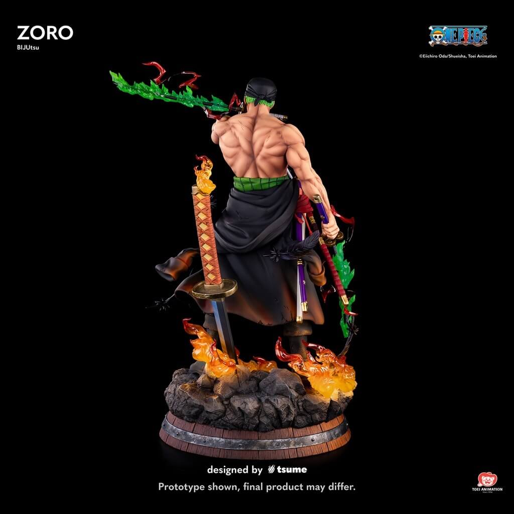 Figurine Tsume Roronoa Zoro Bijutsu vue arrière détails kimono haramaki ONE PIECE 1/4