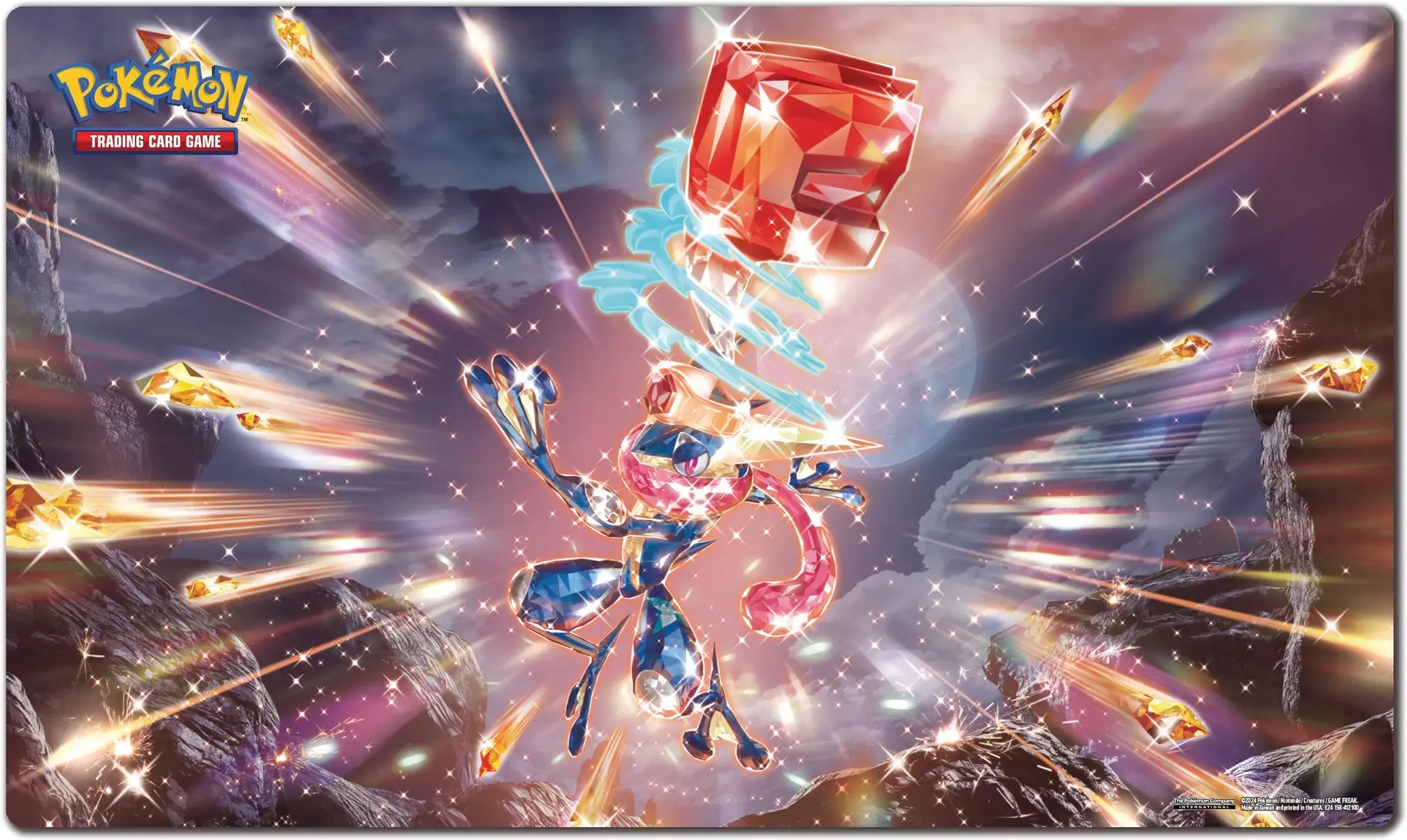 Tapis de jeu Pokémon Amphinobi-ex déplié avec illustration exclusive