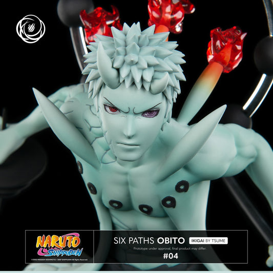 Gros plan visage Obito Uchiwa symboles Magatama statue Tsume NARUTO