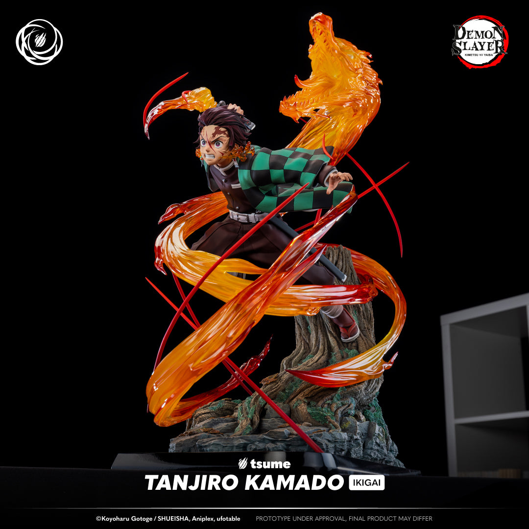 Figurine Tsume Tanjiro Kamado Ikigai vue latérale Hinokami Kagura résine collector 1/6