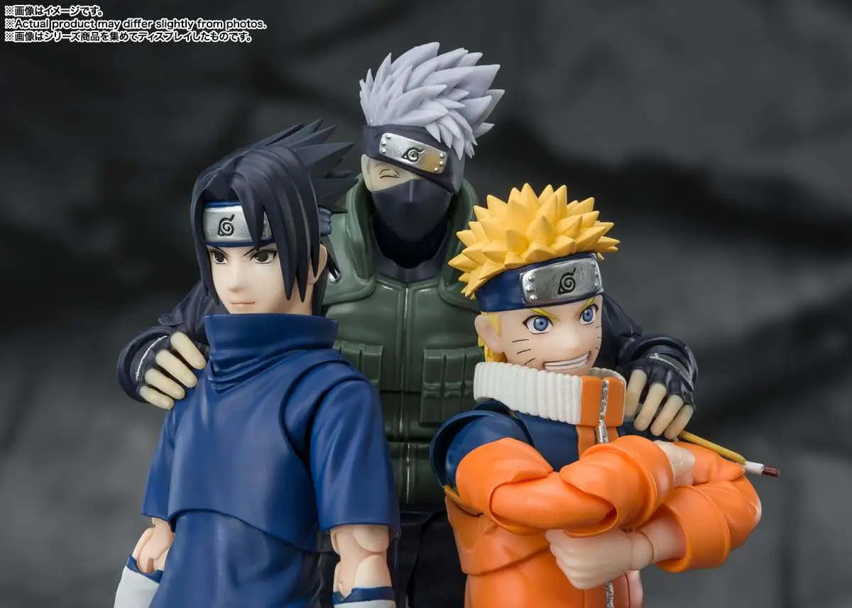 Figurine Naruto Sasuke Uchiha 13,5cm - Vue avec Kakashi et Naruto