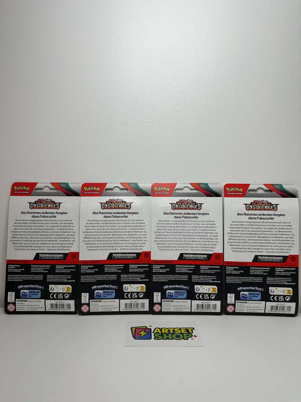 Artset 4 Boosters EV3 Flammes Obsidiennes - Vue détaillée Écarlate et Violet scellé