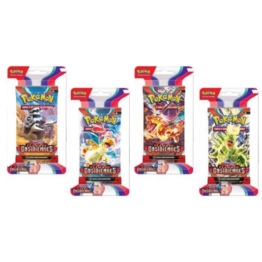 Artset 4 Boosters Blister Pokémon EV3 Flammes Obsidiennes - Écarlate et Violet français