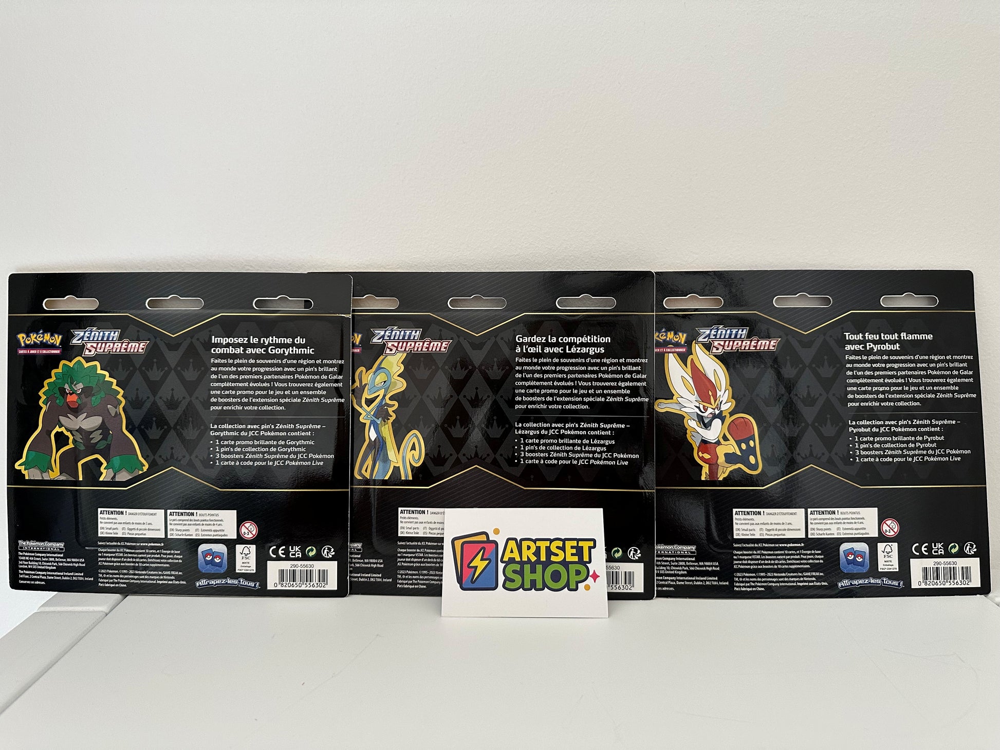 Détail des 3 Tripacks Pokémon Zénith Suprême EB12.5 - Cartes françaises officielles - Vue arrière