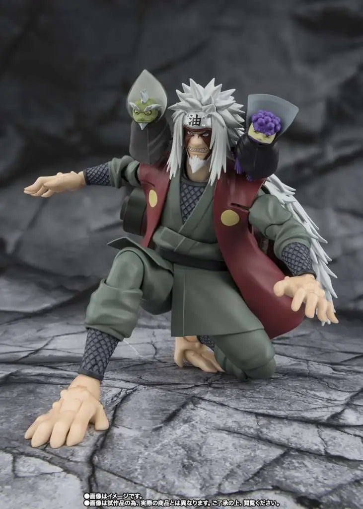 Figurine Jiraiya Sage Mode Hidden Leaf Heroic S.H.Figuarts Bandai - vue complète crapauds Naruto Shippuden