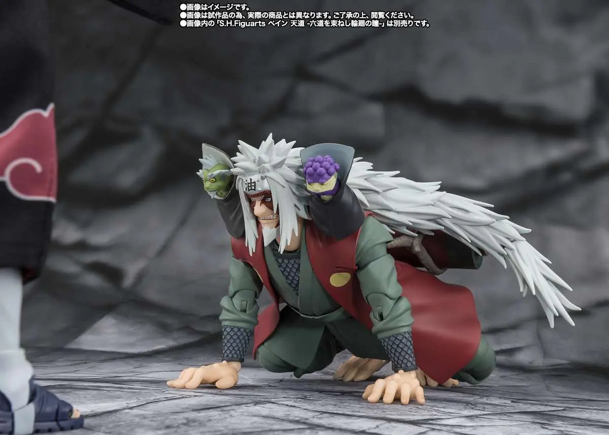 Figurine Jiraiya Sage Mode Hidden Leaf Heroic S.H.Figuarts Bandai - vue ensemble pose ermite Naruto Shippuden