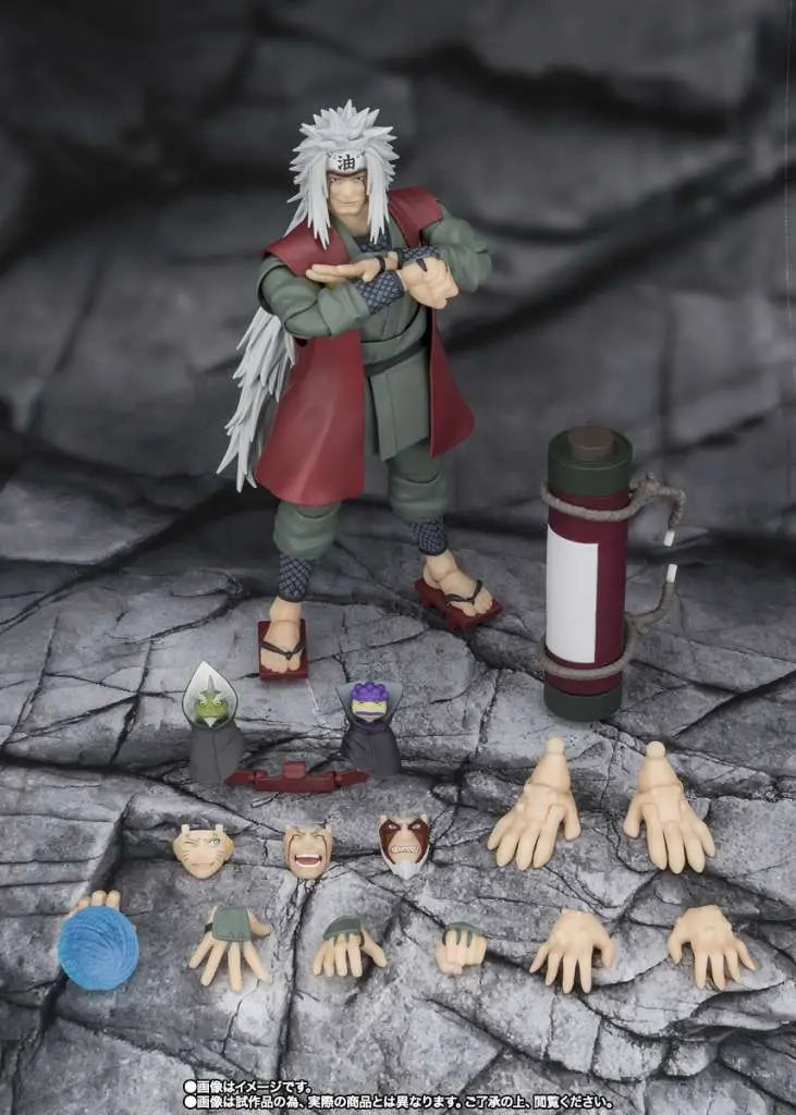 Figurine Jiraiya Sage Mode Hidden Leaf Heroic S.H.Figuarts Bandai - accessoires parchemin rouleau Naruto Shippuden