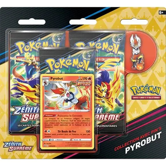 Tripack Pokémon Pyrobut Zénith Suprême avec 3 boosters Épée et Bouclier en français