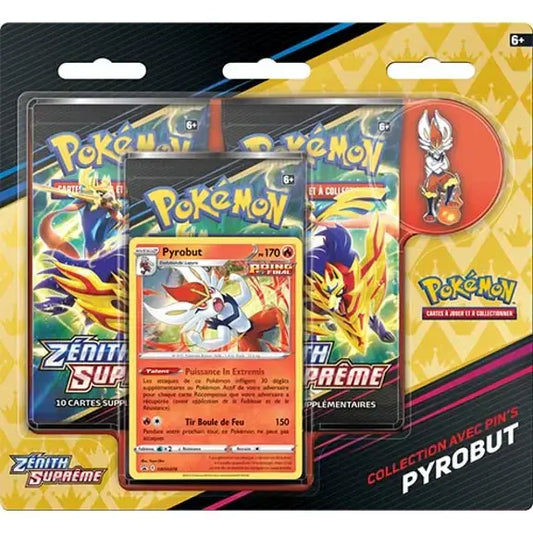 Tripack Pokémon Pyrobut Zénith Suprême avec 3 boosters Épée et Bouclier en français