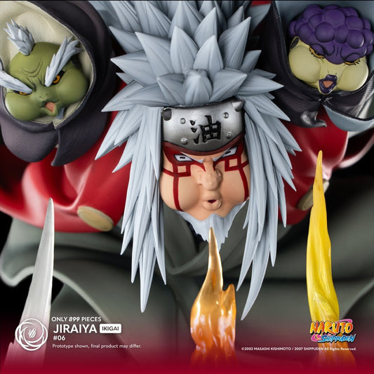 Gros plan sur le visage de Jiraiya en Sage Mode avec les marques caractéristiques