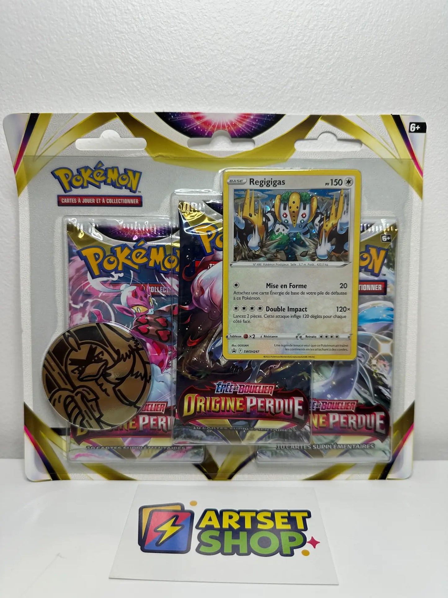 Détail Tripack Pokémon EB11 Origine Perdue Regigigas - Épée et Bouclier français