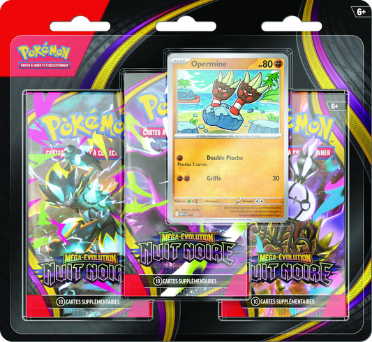 Blister 3 boosters Pokémon ME05 Méga-Évolution Nuit Noire - JCC français