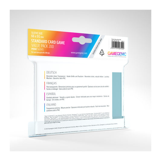Sachet de 200 protèges-cartes Prime Sleeves transparents 66x91mm pour cartes standard - Vue arrière