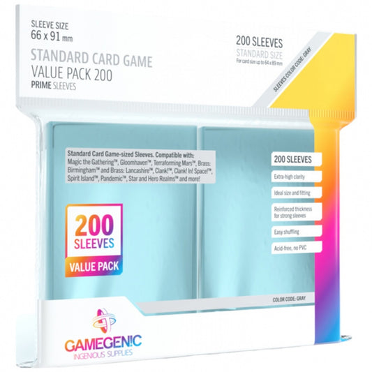 Sachet de 200 protèges-cartes Prime Sleeves transparents 66x91mm pour cartes standard - Vue avant