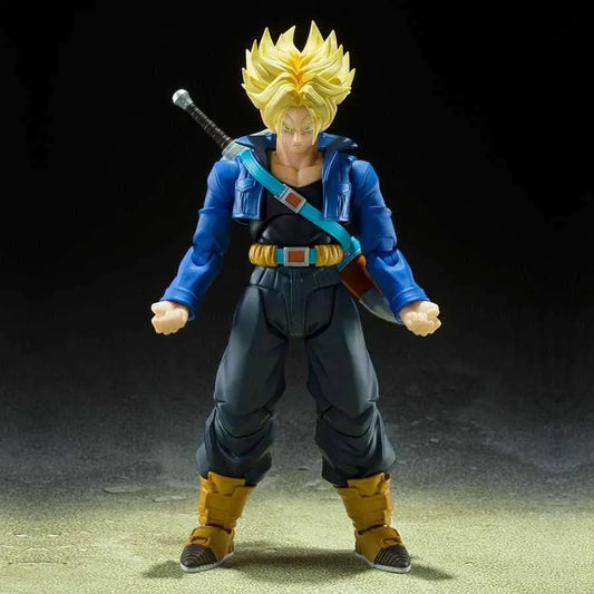 Figurine Trunks Super Saiyan S.H.Figuarts - vue de face en transformation Super Saiyan