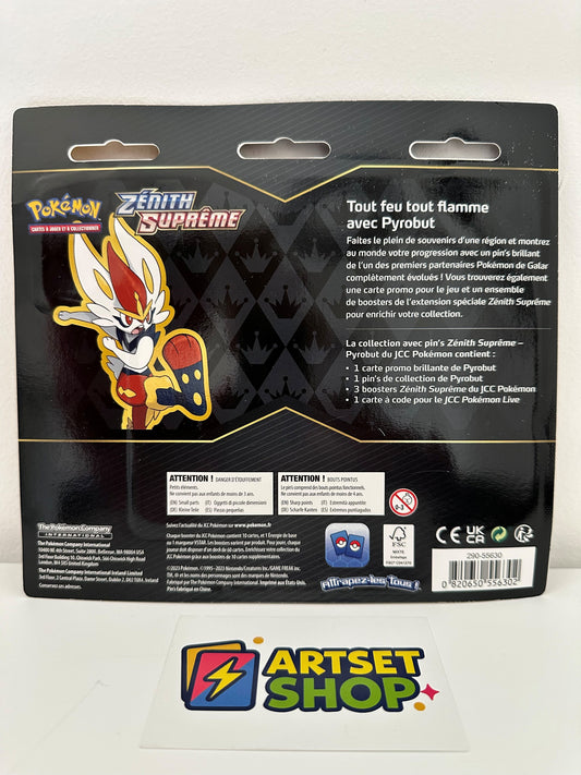 Tripack Pokémon Pyrobut Zénith Suprême EB12.5 - Vue arrière avec détails du contenu