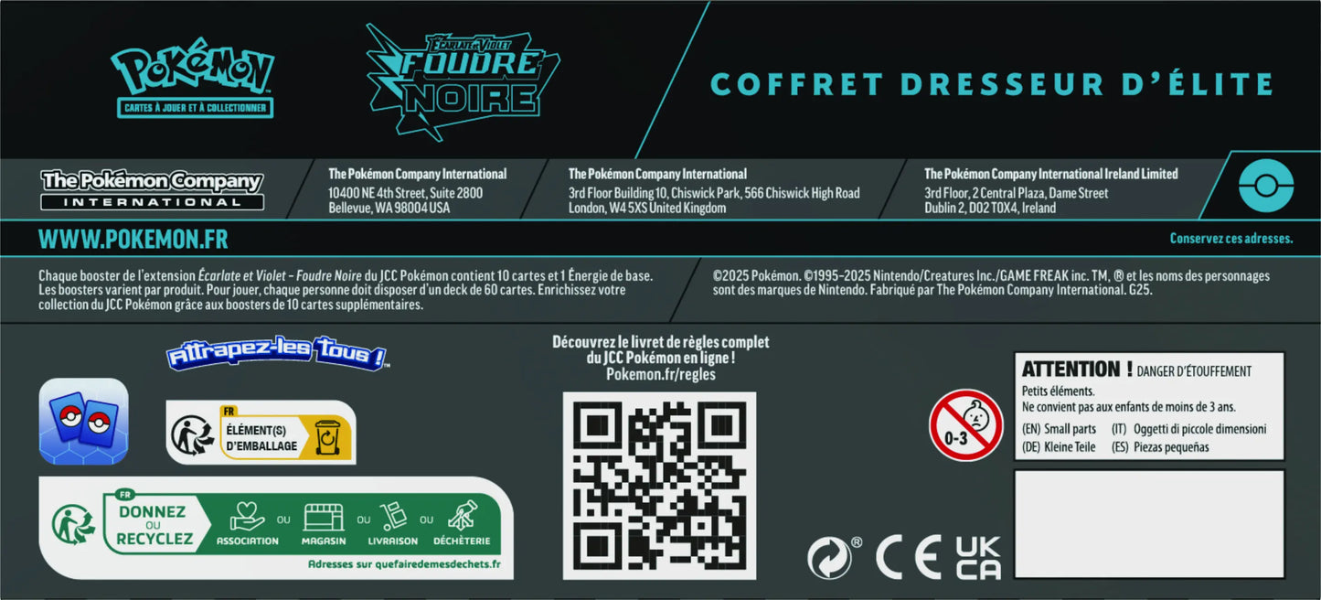 Informations réglementaires GPSR du coffret Foudre Noire version française