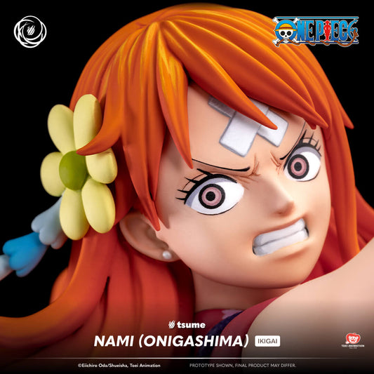 Statue Tsume Nami Onigashima Ikigai gros plan visage expression déterminée sculpture premium 1/6