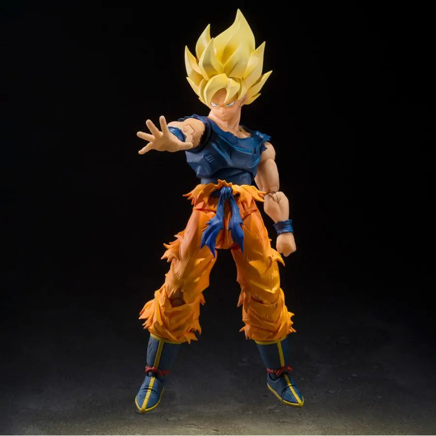 Figurine Super Saiyan Son Goku Fighter rage S.H.Figuarts - détails tête expression rage transformation Super Saiyan